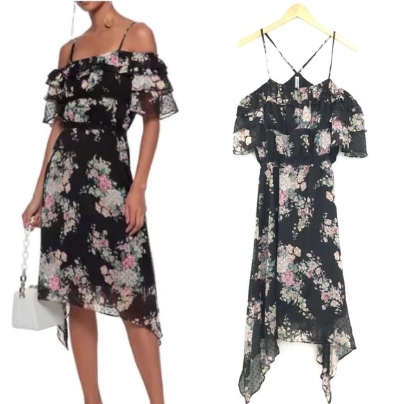 NEW Walter Baker Floral Hansen Midi Dress Cold Sho - Picture 2 of 11